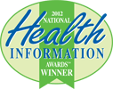 Oval badge reading "2012 National Health Information Awards Winner" in green and blue text, celebrating excellence in diversity programs.