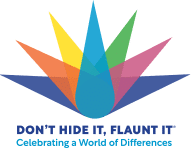 A logo featuring a colorful geometric design resembling a stylized flower or star, with text below that reads "Don't Hide It, Flaunt It: Celebrating a World of Differences," embodies the essence of diversity programs and social emotional learning activities.