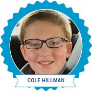 A young person with short hair and glasses smiles in a circular photo frame with a blue scalloped edge, capturing the spirit of SEL activities. Below the image is a white banner with text.