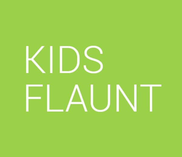 Green background with white text that reads "KIDS FLAUNT," seamlessly integrating social emotional learning curriculum activities for an engaging experience.