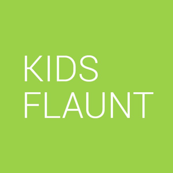Green background with white text that reads "KIDS FLAUNT," seamlessly integrating social emotional learning curriculum activities for an engaging experience.