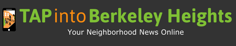 Logo for TAPinto Berkeley Heights, displaying "TAPintoBerkeley Heights" with the slogan "Your Neighborhood News Online" on a dark background. It features an icon of a smartphone showing a neighborhood scene, promoting local diversity programs and community engagement.
