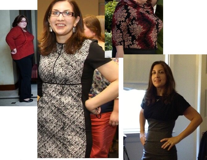 Collage of four images showcasing a woman in diverse outfits and poses, highlighting styles like a black and white dress, red sweater, and patterned blouse. The text "passing over by Shoshanna Schechter-Shaffin" is included, reflecting diversity programs in fashion.