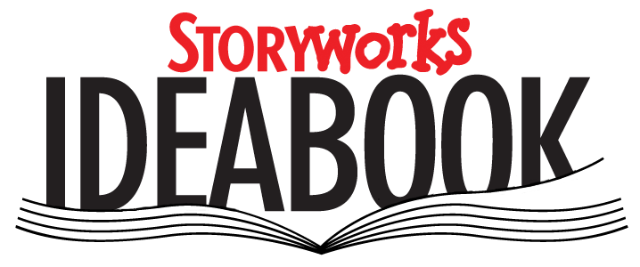 Storyworks Ideabook" text with an open book graphic below. The word "Storyworks" is in red, and "Ideabook" is in black, offering a vibrant gateway to SEL activities that enrich your social emotional learning curriculum.