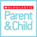 Logo of "Scholastic Parent & Child" with a red rectangle featuring the word "Scholastic" in white at the top and "Parent & Child" in light blue against a white background below. The logo, framed by a light blue border, embodies an SEL curriculum focus on social emotional learning activities.